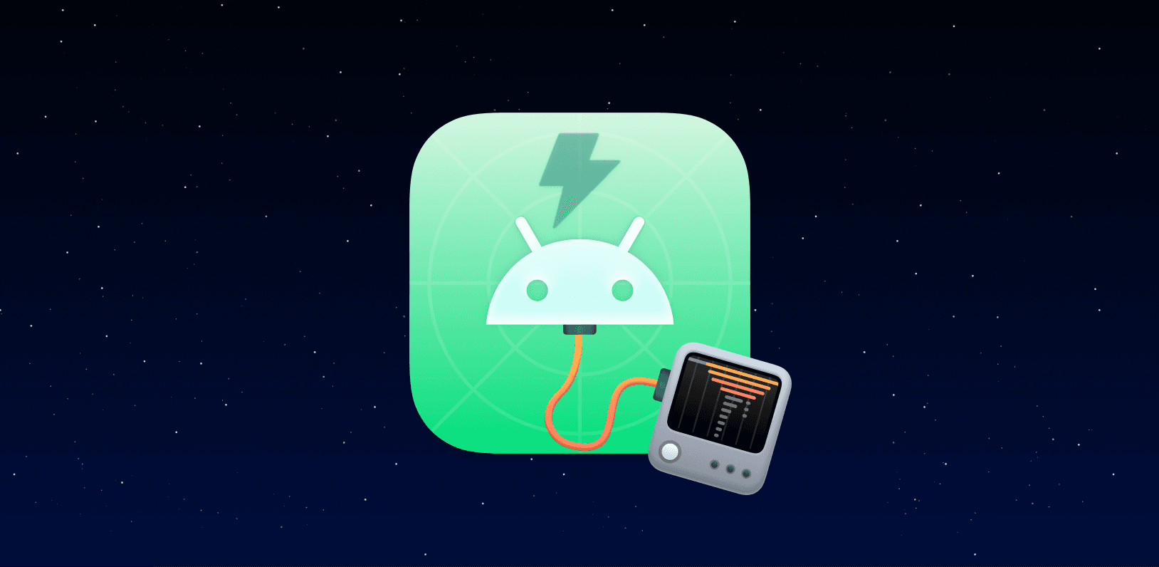 Graphic logo announcing Emerge's Android Performance Testing Suite