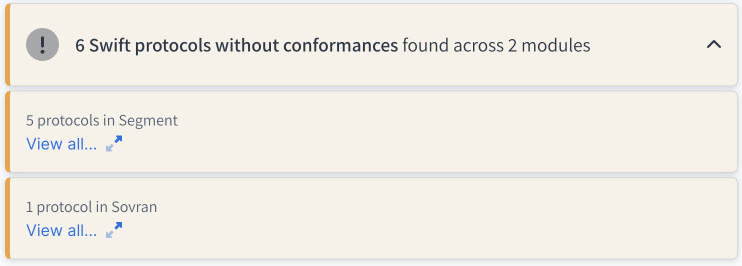 Screenshot of Emerge Insight showing protocols without conformances in Segment SDK